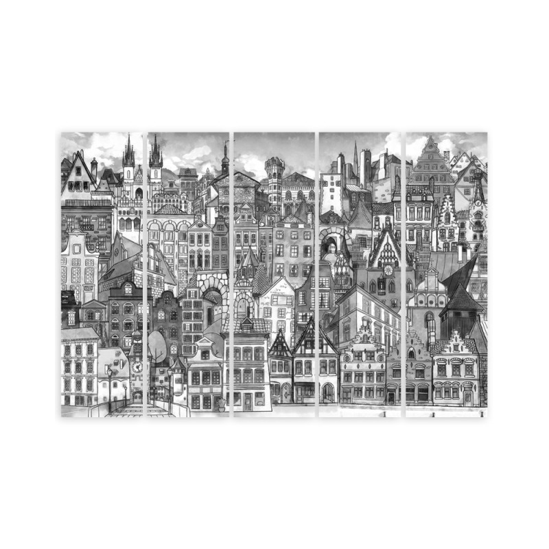 Wandbild für Wohnzimmer - Fröhliche Stadt | Feeby