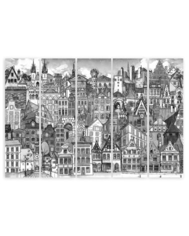 Wandbild für Wohnzimmer - Fröhliche Stadt | Feeby