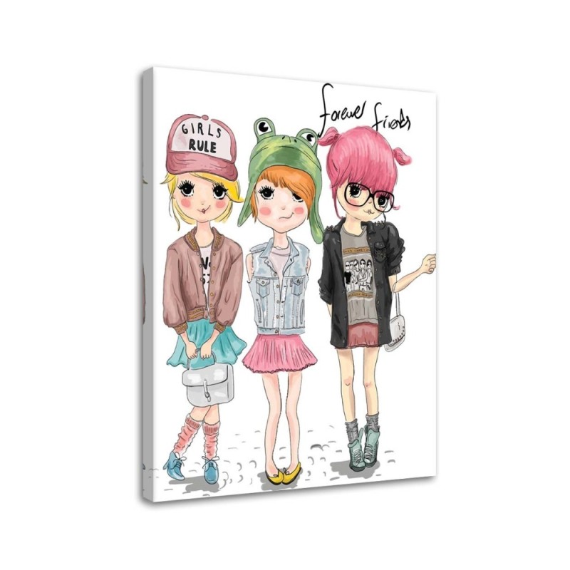 Dekoratives Leinwandbild - Freunde Mädchen | Feeby
