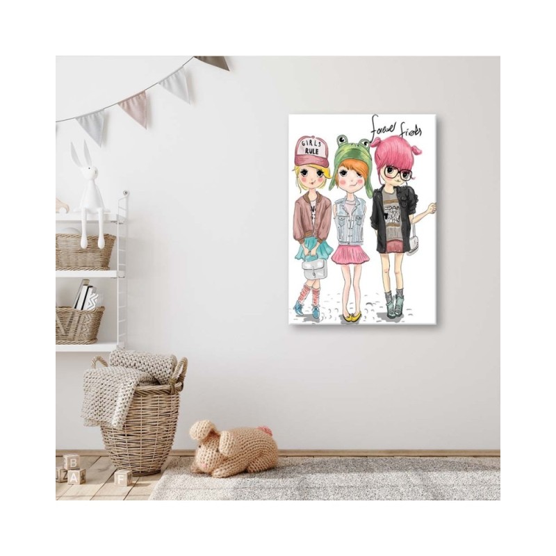 Dekoratives Leinwandbild - Freunde Mädchen | Feeby