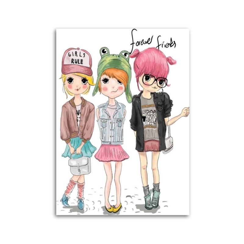 Dekoratives Leinwandbild - Freunde Mädchen | Feeby