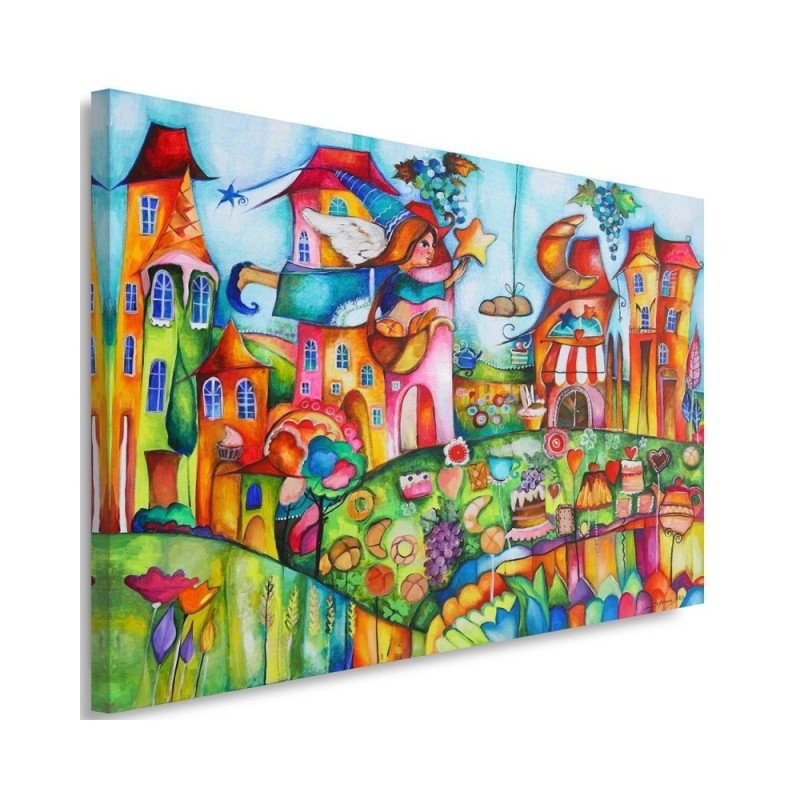 Leinwandbild - Bunte Stadt | Feeby