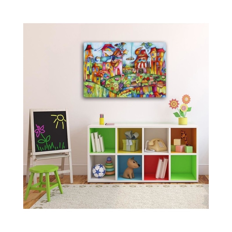 Leinwandbild - Bunte Stadt | Feeby