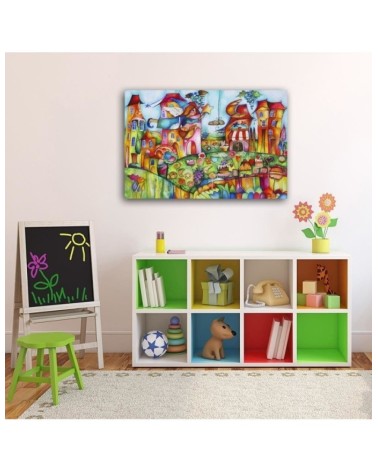 Leinwandbild - Bunte Stadt | Feeby