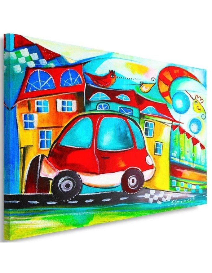 Canvas painting - Red car for a child's room | FEEBY
