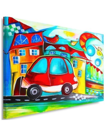 Canvas painting - Red car for a child's room | FEEBY