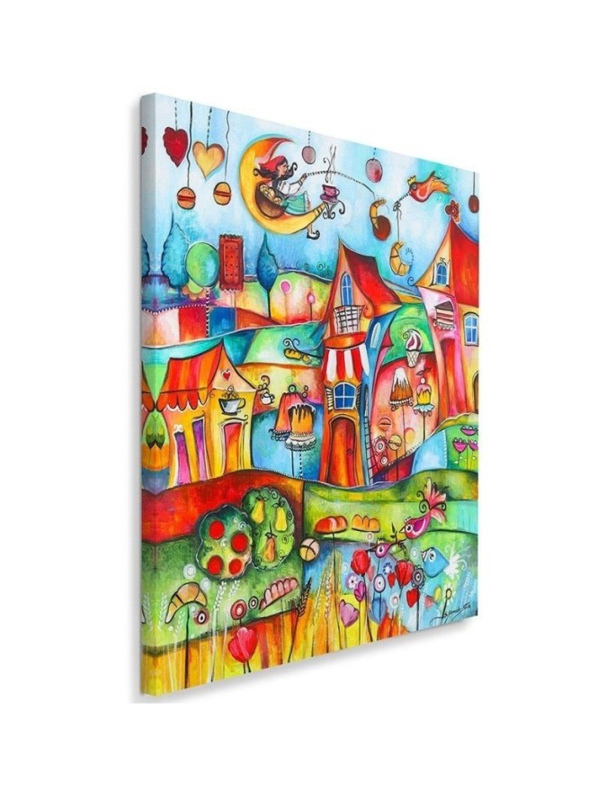 Wall art canvas for a child's wall - Fairy tale town | FEEBY
