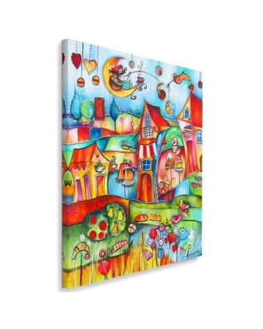Wall art canvas for a child's wall - Fairy tale town | FEEBY