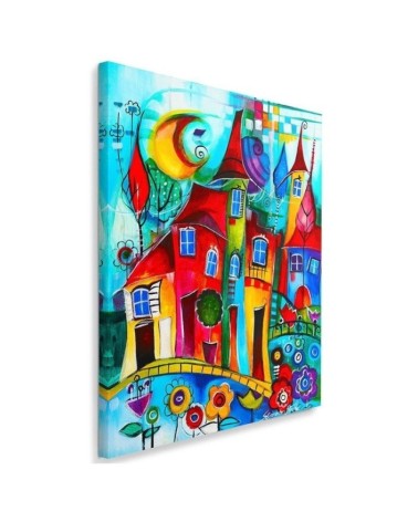 Bild auf Leinwand - Bunte Stadt bei Nacht | Feeby