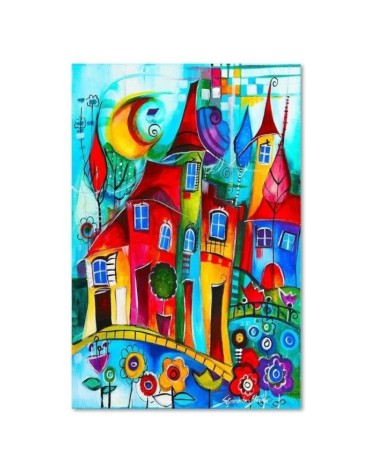 Bild auf Leinwand - Bunte Stadt bei Nacht | Feeby