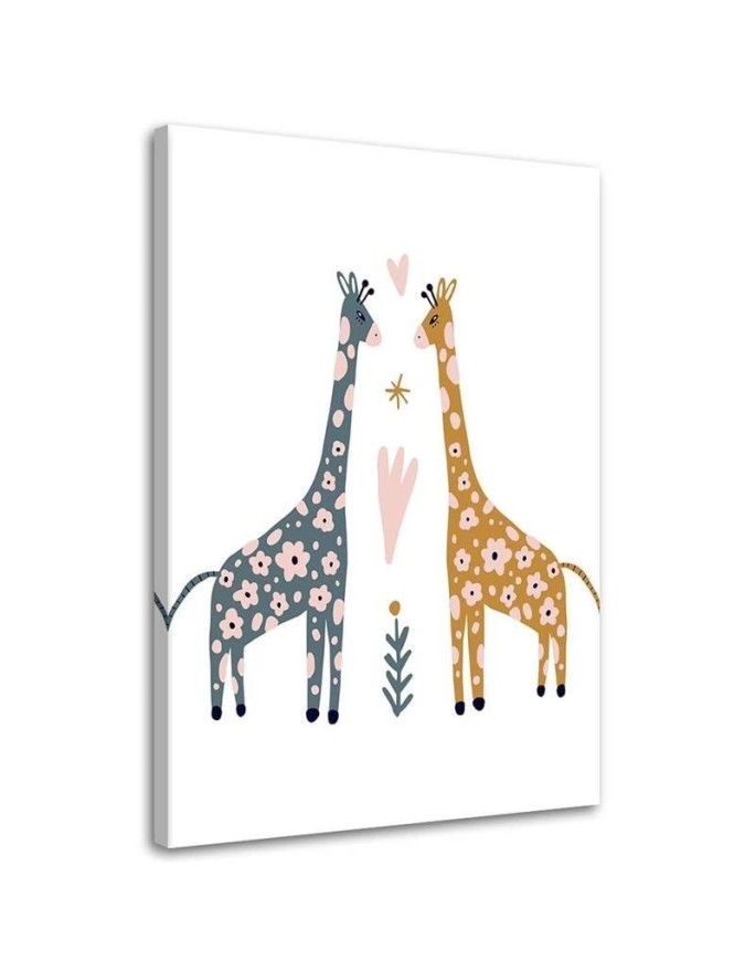 Wandbild für Wohnzimmer - Bunte Giraffen | Feeby