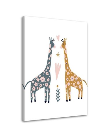 Wandbild für Wohnzimmer - Bunte Giraffen | Feeby