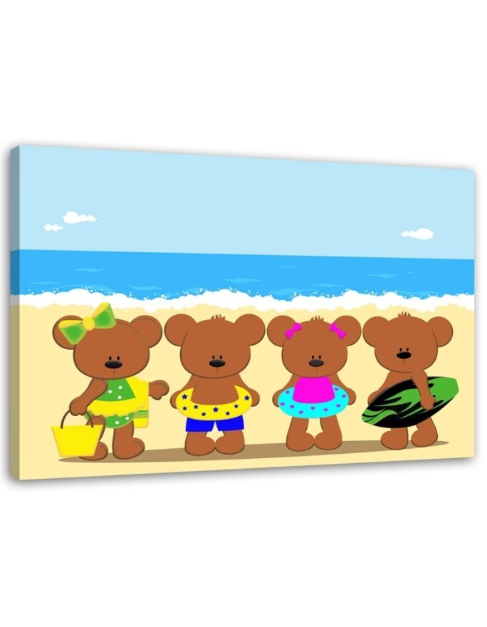 Obraz dla dzieci drukowany - Misie na plaży | FEEBY