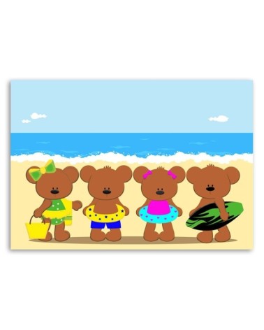 Obraz dla dzieci drukowany - Misie na plaży | FEEBY