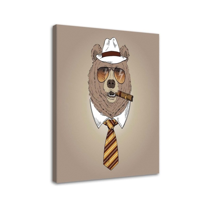 Modernes Wandbild - Bär mit Zigarre | Feeby