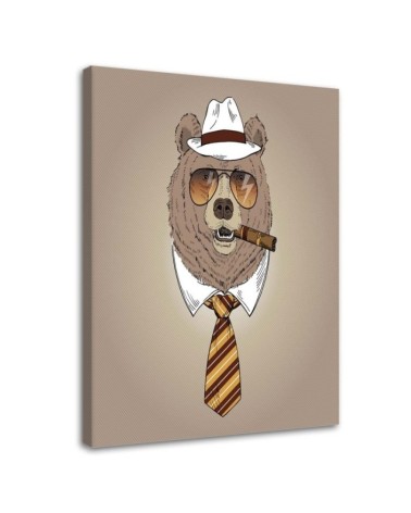 Pictures on Canvas for youth room - Bear with cigar | FEEBY