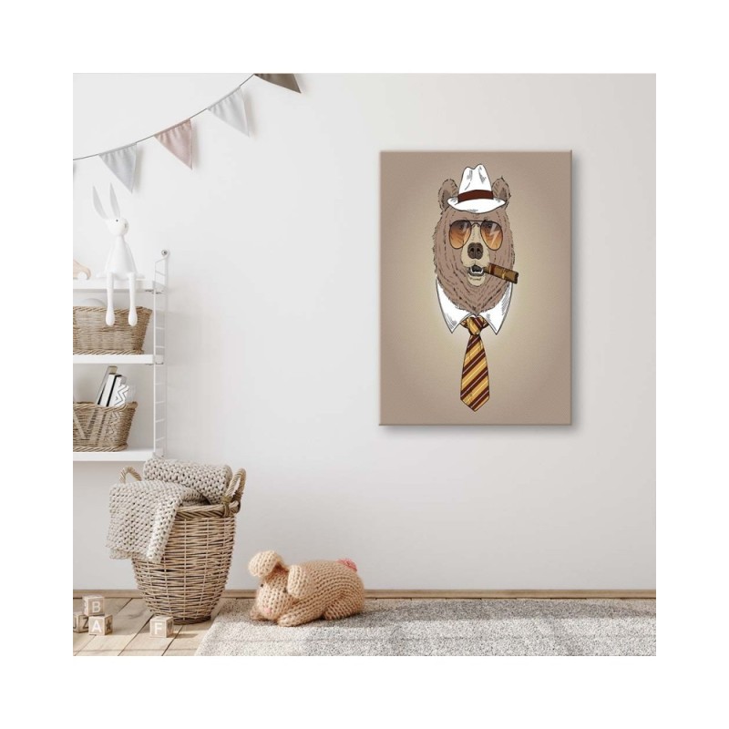 Modernes Wandbild - Bär mit Zigarre | Feeby
