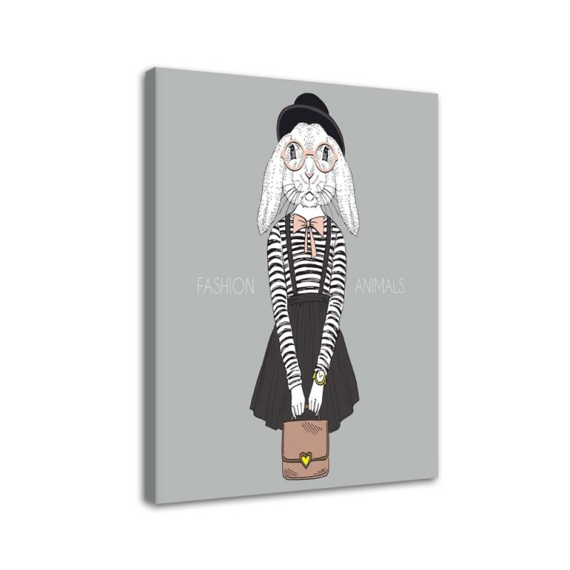 Dekoratives Leinwandbild - Hase im Rock | Feeby