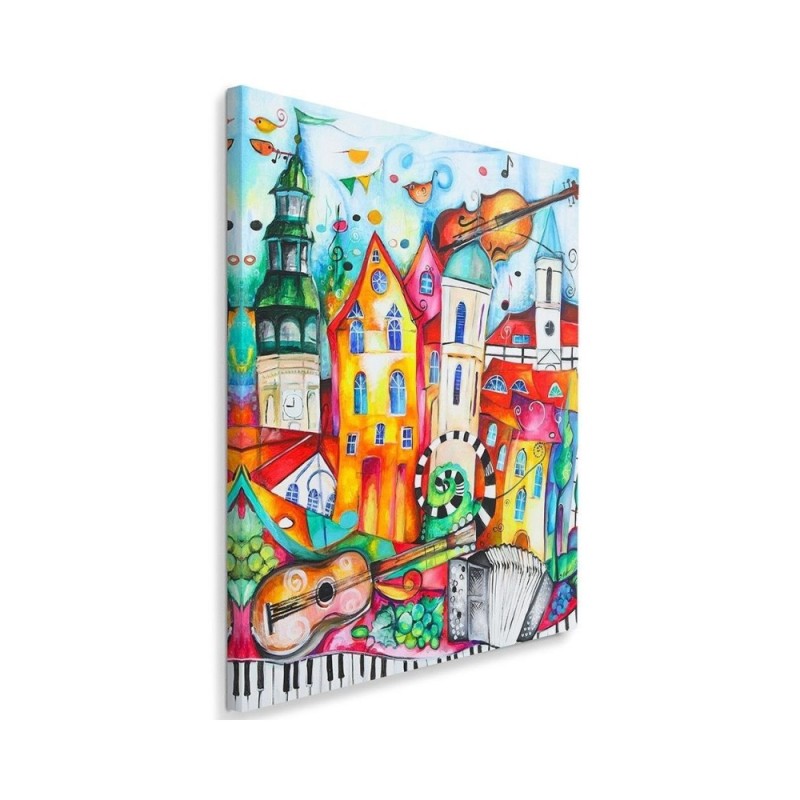 Obraz na płótnie canvas dla dzieci - Kolorowe muzyczne miasteczko