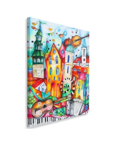 Obraz na płótnie canvas dla dzieci - Kolorowe muzyczne miasteczko