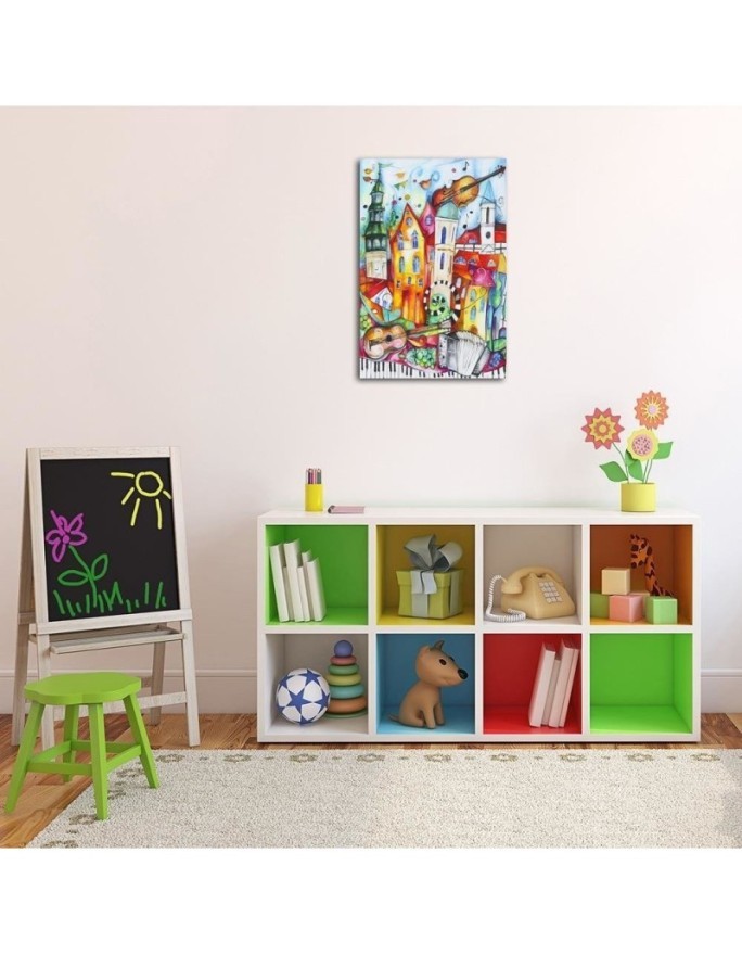 Obraz na płótnie canvas dla dzieci - Kolorowe muzyczne miasteczko