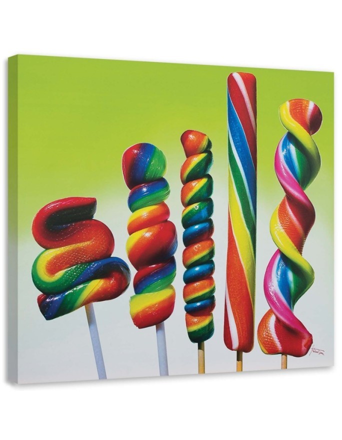 Wandbild für Wohnzimmer - Fünf bunte Lutscher | Feeby