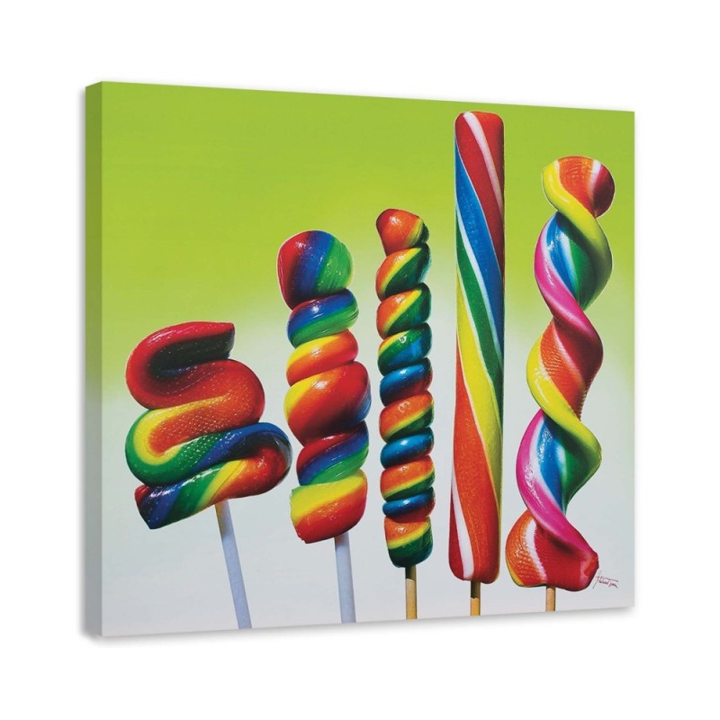 Wandbild für Wohnzimmer - Fünf bunte Lutscher | Feeby