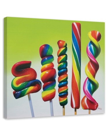 Wandbild für Wohnzimmer - Fünf bunte Lutscher | Feeby