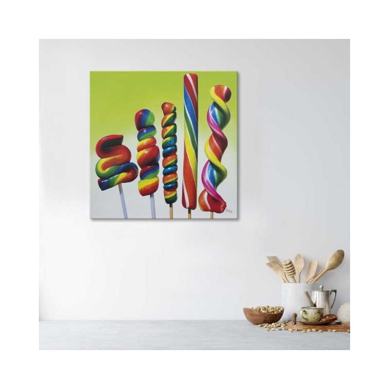 Wandbild für Wohnzimmer - Fünf bunte Lutscher | Feeby