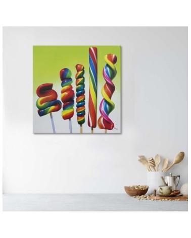 Wandbild für Wohnzimmer - Fünf bunte Lutscher | Feeby