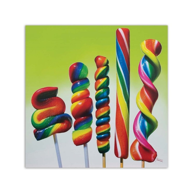 Wandbild für Wohnzimmer - Fünf bunte Lutscher | Feeby