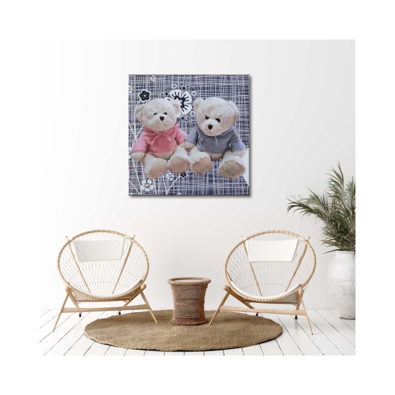 Modernes Wandbild - Zwei weiße Teddys | Feeby