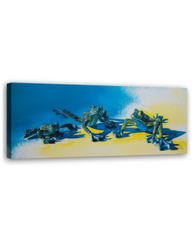 Canvas prints for boy and girl - Three blue frogs | FEEBY