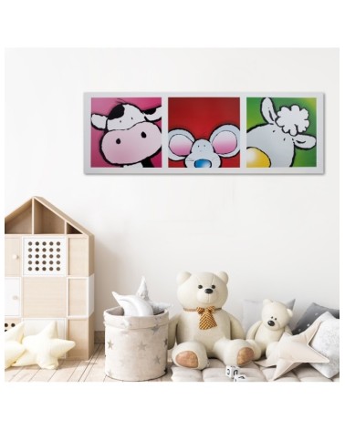 Wandbild für Wohnzimmer - Kuh Maus und Schaf | Feeby