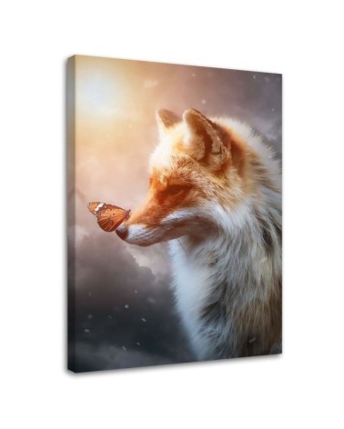 Canvas prints for modern living room - Fox and butterfly by Jose Francese | FEEBY