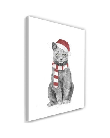 Canvas prints for Kids Room - Christmas cat in red hat Balazs Solti | FEEBY