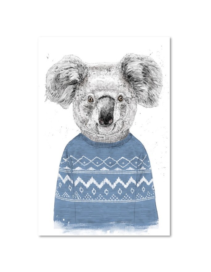 Obraz - Miś koala w niebieskim świątecznym sweterku Balazs Solti