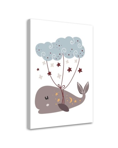 Canvas prints for children room modern - Whale and cloud boho | FEEBY