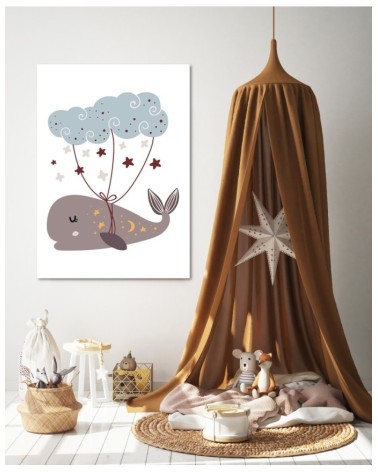 Leinwandbild - Wal und Wolke Boho | Feeby