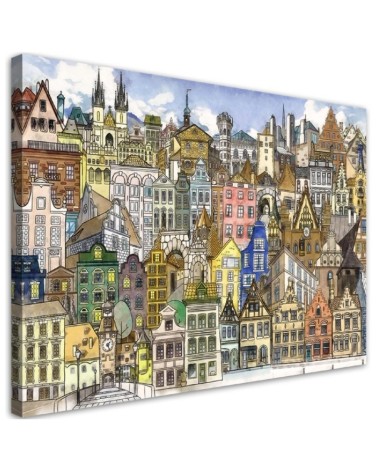 Canvas prints for children's room - Colourful city | FEEBY