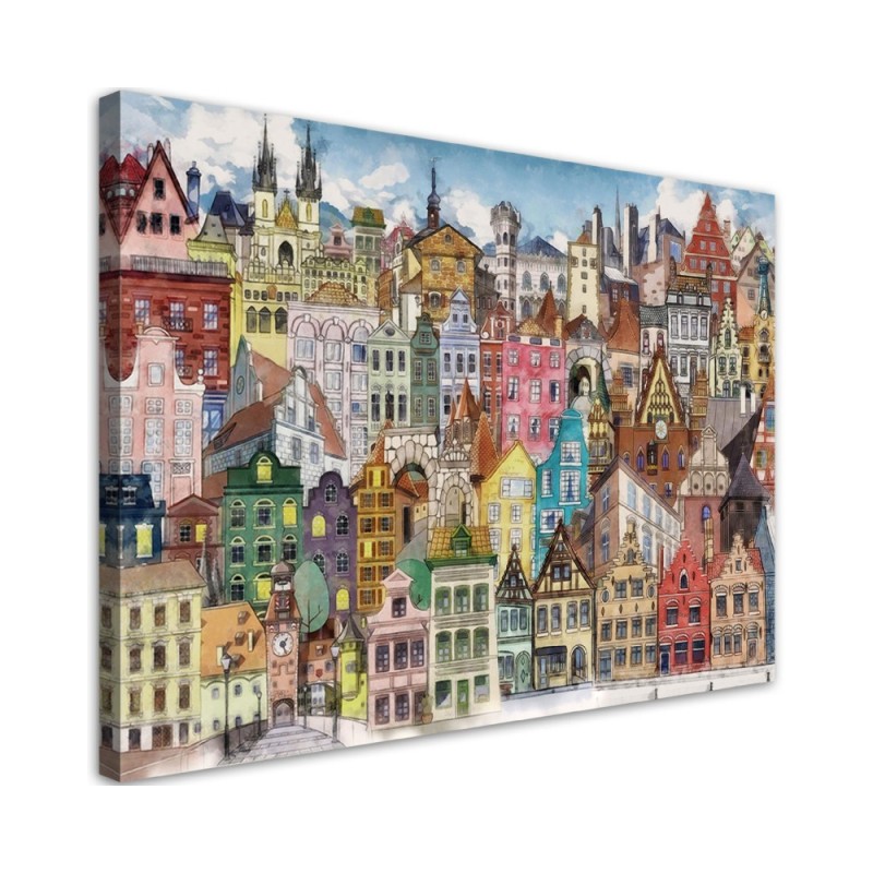 Leinwandbild - Fröhliche Stadt | Feeby