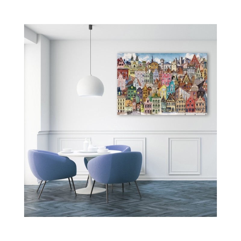 Leinwandbild - Fröhliche Stadt | Feeby