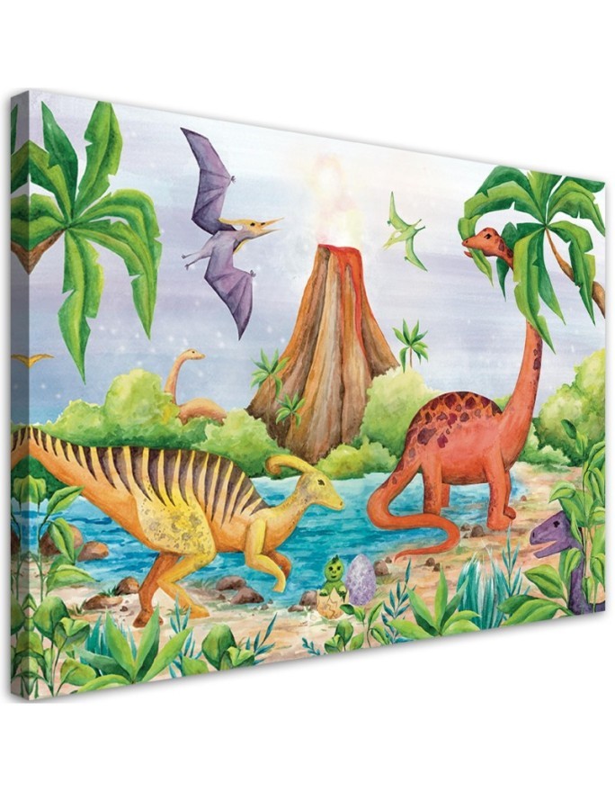 Leinwandbild - Dinosaurier am See | Feeby