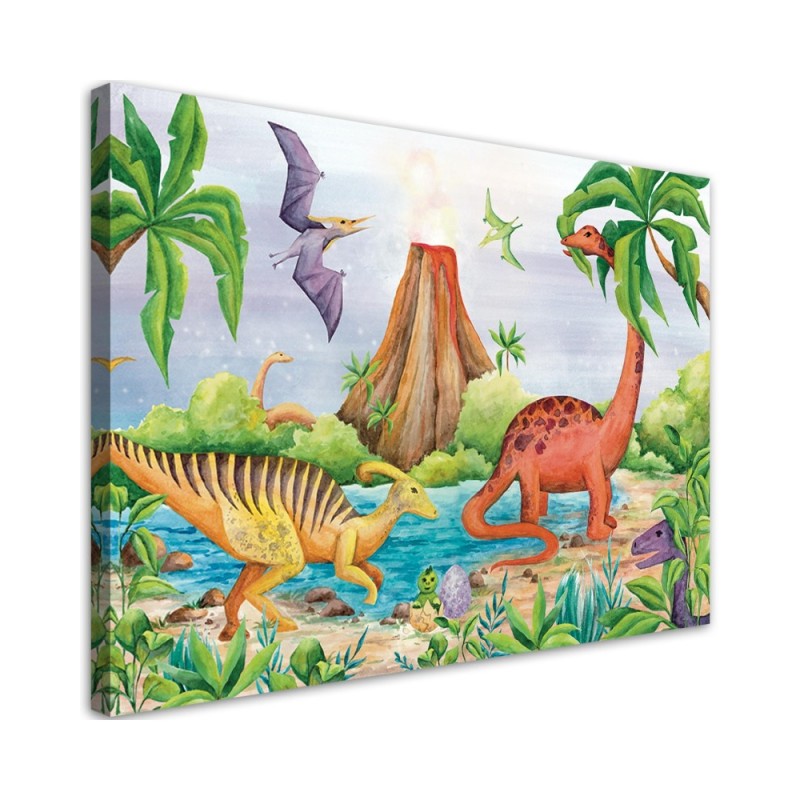 Leinwandbild - Dinosaurier am See | Feeby