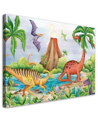 Leinwandbild - Dinosaurier am See | Feeby