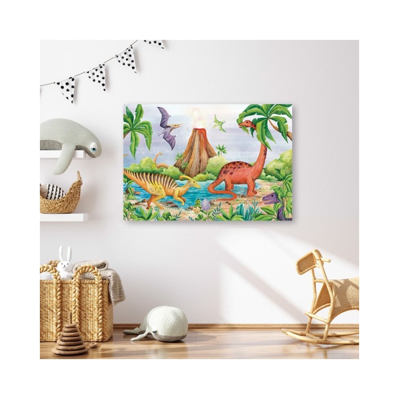 Leinwandbild - Dinosaurier am See | Feeby