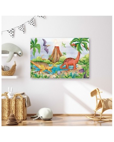 Leinwandbild - Dinosaurier am See | Feeby