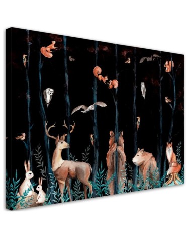 Leinwanddruck - Waldtiere Hirschbär Fuchs | Feeby