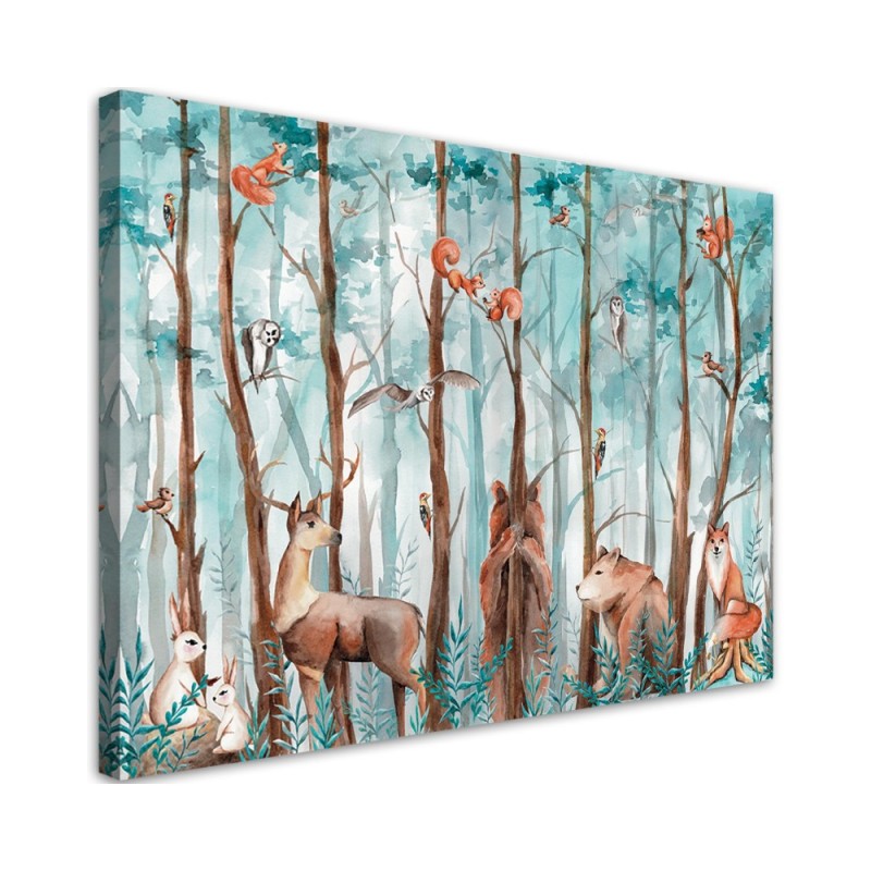 Leinwandbild - Waldtiere Hirschbär Fuchs | Feeby