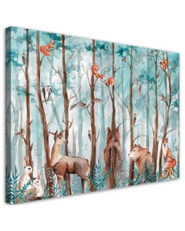 Leinwandbild - Waldtiere Hirschbär Fuchs | Feeby